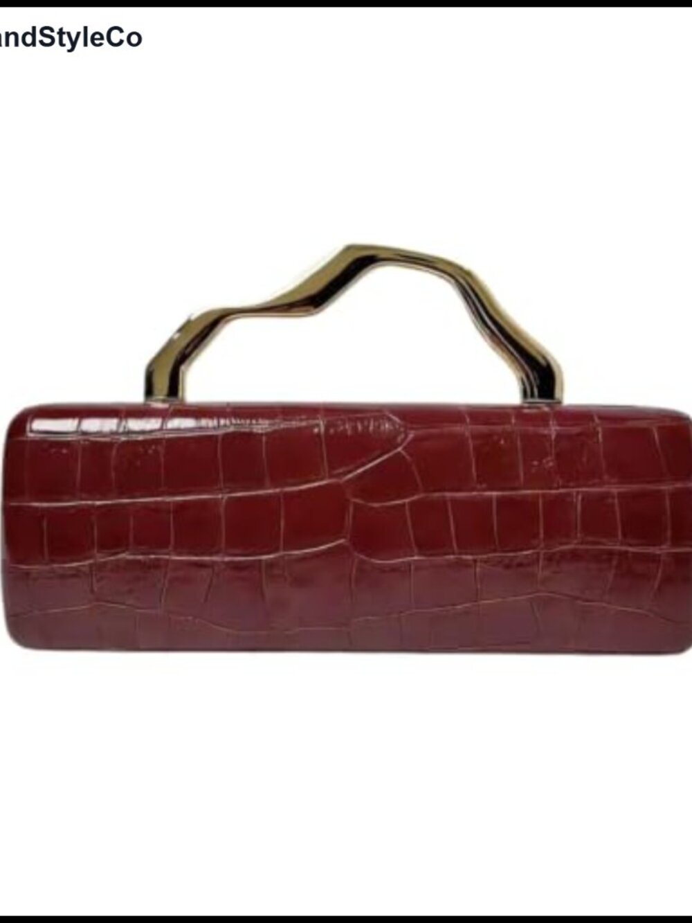 PU Leather Evening Clutch Metal Handle Crocodile Pattern Purse